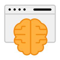 A flat design, icon of online brain vector