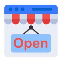 A flat design, icon of shop open vector