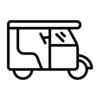 Tuk tuk icon in linear design, rickshaw vector