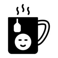 té bolso con taza y vapor, taza para té icono en sólido diseño vector