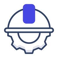 Hard hat with gear, concept of engineering icon vector