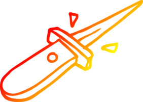 warm gradient line drawing of a cartoon flick knife snapping open png