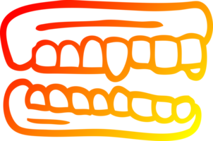 warm gradient line drawing of a cartoon false teeth png