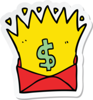 sticker of a cartoon envelope with money sign png