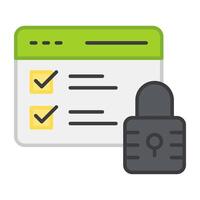Padlock on web page, flat design of secure website vector