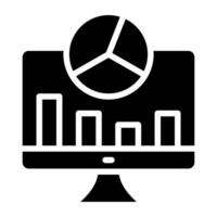 Online data analytics icon in glyph design vector