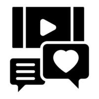 Glyph design, icon of video comment vector