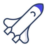 A flat design icon of rocket, editable vector