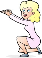 cartoon woman presentation gesture png