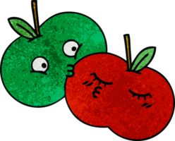 retro grunge texture cartoon of a juicy apple png