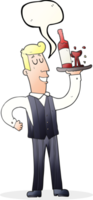 hand drawn speech bubble cartoon waiter png