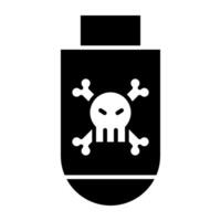 Danger sign on pendrive, solid design of hacked usb vector