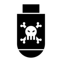 Danger sign on pendrive, solid design of hacked usb vector