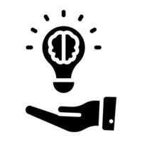 Light bulb on hand, offer idea icon vector