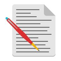 Paper with pencil, icon of article writing vector
