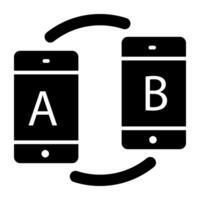 A glyph design, icon of ab testing vector