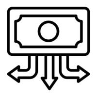 Icon of cash network linear design vector