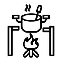 Icon of outdoor cooking in trendy style vector