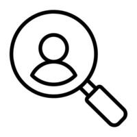 Avatar under magnifying glass, headhunting icon vector