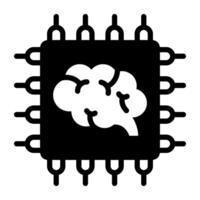 solid design icon of brain processor vector