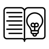 Linear design icon of creative learning, book with light bulb vector