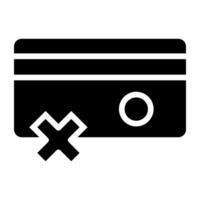 Card with cross mark, icon of no card payment vector