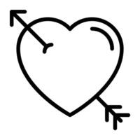 Archery arrow inside heart, concept of love cupid vector