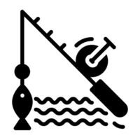 Catching solid design, icon of fishing vector