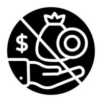 Moneybag on hand, no bribery icon vector