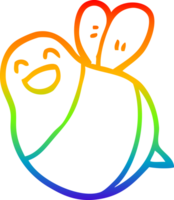rainbow gradient line drawing of a cartoon bee png