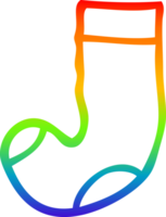 rainbow gradient line drawing of a cartoon old sock png