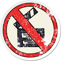 distressed sticker of a cute cartoon no directing sign png