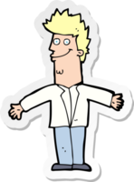 sticker of a cartoon happy man with open arms png