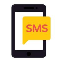 A flat design, icon of mobile sms vector