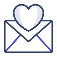 Heart on envelope, valentine letter icon vector