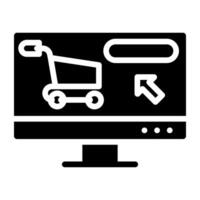 Handcart inside monitor, buy online icon vector