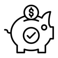 Dollar with piggy bank, icon of savings vector