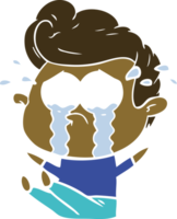 flat color style cartoon crying man sat on floor png