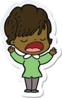 sticker of a cartoon woman talking png