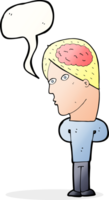 Cartoon-Mann mit großem Gehirn mit Sprechblase png