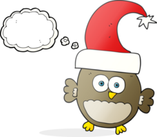 main tiré pensée bulle dessin animé peu Noël hibou png