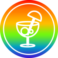 cóctel con paraguas circular icono con arco iris degradado terminar png