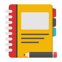 Pencil with notepad, icon of notebook in flat style vector