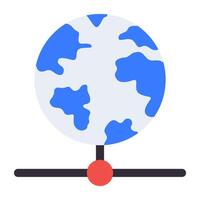 un plano diseño, icono de global compartiendo vector