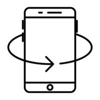 Rotating arrow with smartphone, icon of tilt phone vector