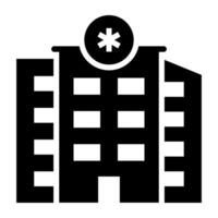 Hospital building filled icon design on white background. vector