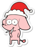 gelukkig hand- getrokken sticker tekenfilm van een olifant vervelend de kerstman hoed png