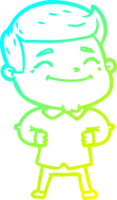 cold gradient line drawing of a happy cartoon man png