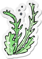 pegatina retro angustiada de una alga marina de dibujos animados png