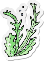 retro distressed sticker of a cartoon seaweed png